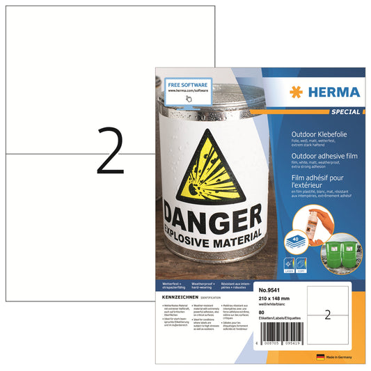 HERMA Folienetikett SPECIAL 210 x 148 mm (B x H) weiß 80 Etik./Pack.