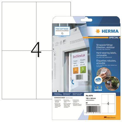 HERMA Folienetikett SPECIAL 105 x 148 mm (B x H) weiß 80 Etik./Pack.