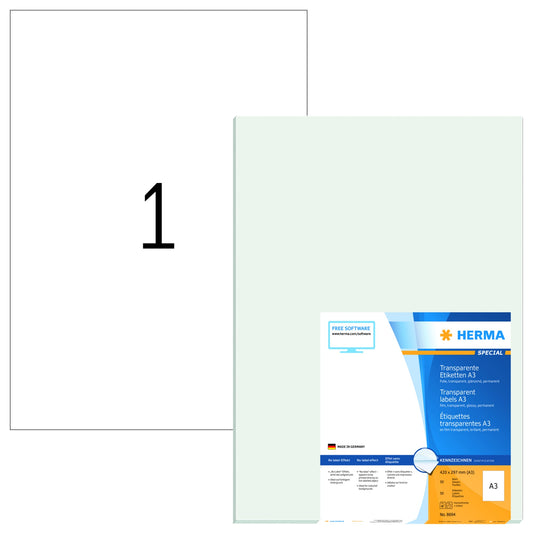 HERMA Folienetikett SPECIAL 297 x 420 mm (B x H) transparent 50 Etik./Pack.