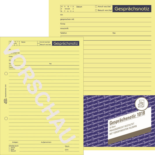 Avery Zweckform Gesprächsnotiz 1018 DIN A5 50 Bl.