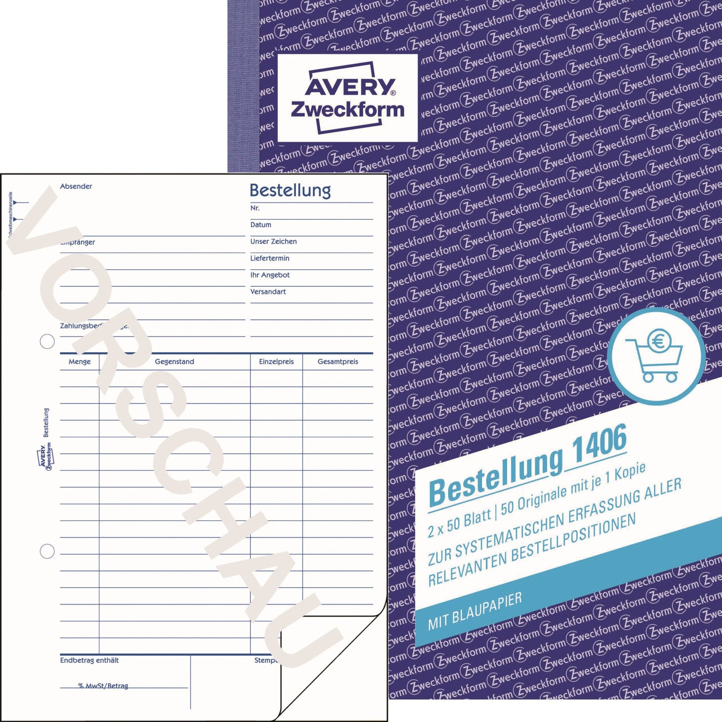 Avery Zweckform Bestellformular 1406 DIN A5 nicht selbstdurchschreibend 1 Durchschlag 2 x 50 Bl.
