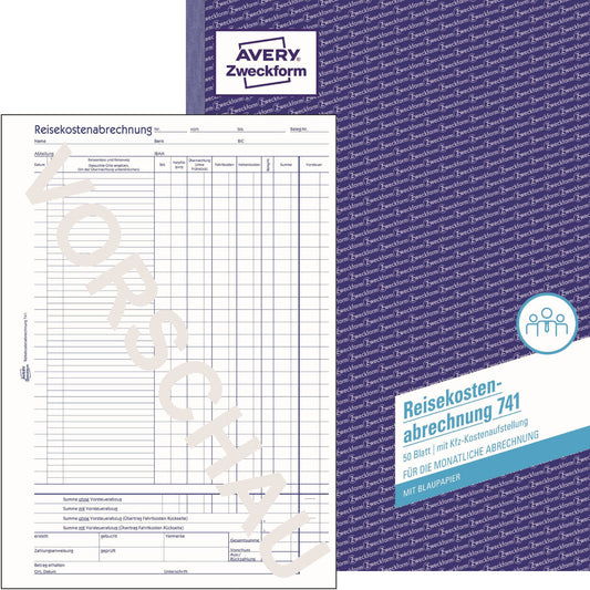 Avery Zweckform Reisekostenabrechnung 741 DIN A4 1 Durchschlag 50 Bl.
