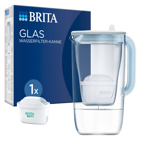 BRITA Wasserfilter GLAS 2,5l Borosilikatglas, 60 % recycelt hellblau