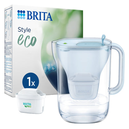 BRITA Wasserfilter Style eco 2,4l Kunststoff, 60 % biobasiert gletscherblau