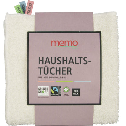 memo Putztücher 30 x 30 cm (B x L) 100 % Baumwolle natur 3 St./Pack.