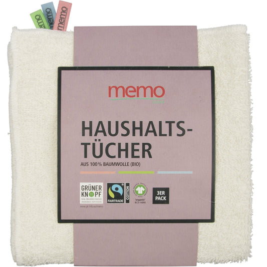 memo Putztücher 30 x 30 cm (B x L) 100 % Baumwolle natur 3 St./Pack.