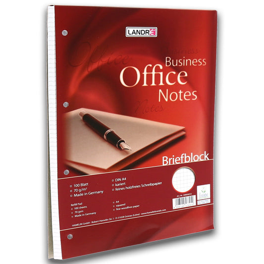 Landré Briefblock Business Office Notes DIN A4 kariert 70g/m² weiß 100 Bl.