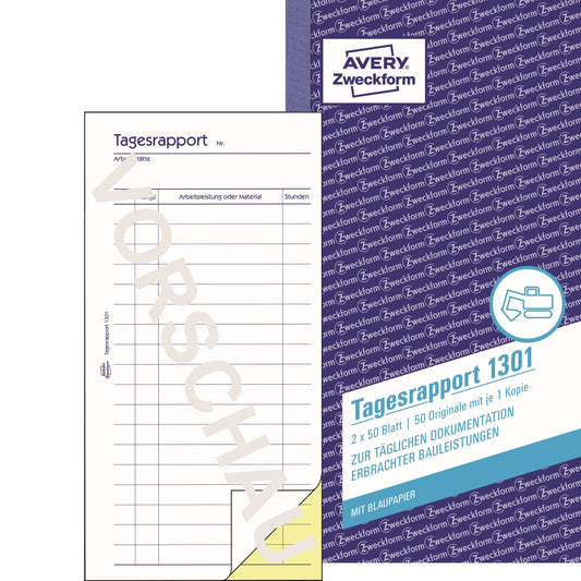 Avery Zweckform Bauformular 1301 nicht selbstdurchschreibend 1 Durchschlag 2 x 50 Bl.