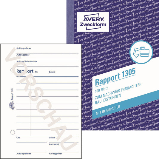 Avery Zweckform Bauformular 1305 DIN A6 nicht selbstdurchschreibend 2 Durchschläge 100 Bl.