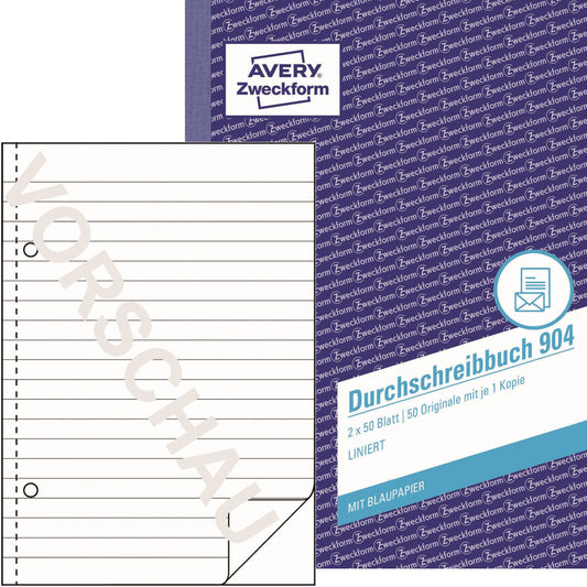 Avery Zweckform Durchschreibebuch 904 DIN A5 1 Durchschlag 2 x 50 Bl.