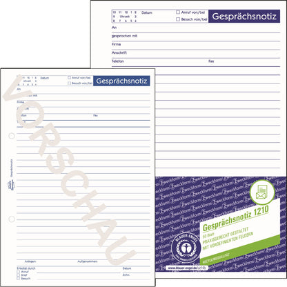 Avery Zweckform Gesprächsnotiz 1210 DIN A5 50 Bl.