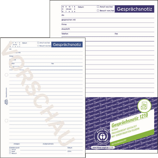 Avery Zweckform Gesprächsnotiz 1210 DIN A5 50 Bl.