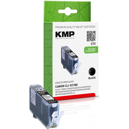 KMP Tintenpatrone kein Originalzubehör Kompatibel mit: Canon CLI-521BK C73 ca. 1.250 Seiten schwarz 9ml