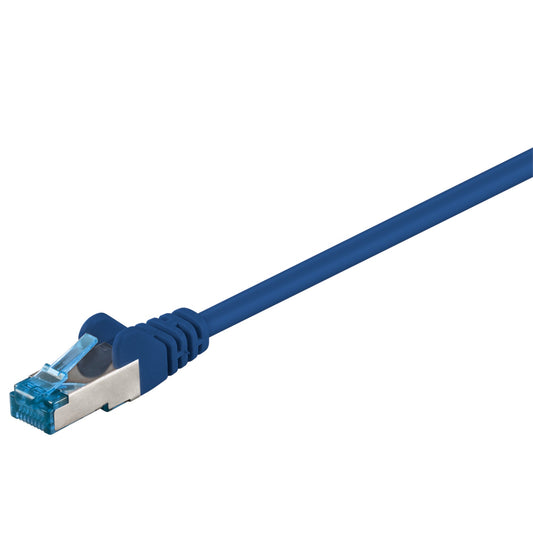 Goobay® Netzwerkkabel CAT 6a RJ45-Stecker/RJ45-Stecker vergoldet 0,5m 10.000 Mbit/s geschirmt blau