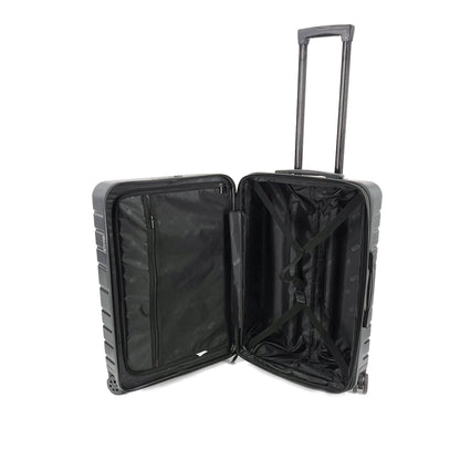 JSA Trolley M Innenmaße: 58 x 41 x 23 cm (B x H x T) Außenmaße: 65,5 x 44,5 x 25 cm (B x H x T) mit Rollen Arretierbares Teleskoptrolleysystem, Dehnfalte, vier 360 Grad Leichtlaufrollen, Beidseitige Packmöglichkeit durch Packtrennwand und Packgurt