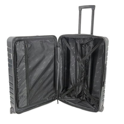 JSA Trolley L Innenmaße: 68 x 48 x 27 cm (B x H x T) Außenmaße: 75,5 x 50,5 x 29 cm (B x H x T) mit Rollen Arretierbares Teleskoptrolleysystem, Dehnfalte, vier 360 Grad Leichtlaufrollen, Beidseitige Packmöglichkeit durch Packtrennwand und Packgurt