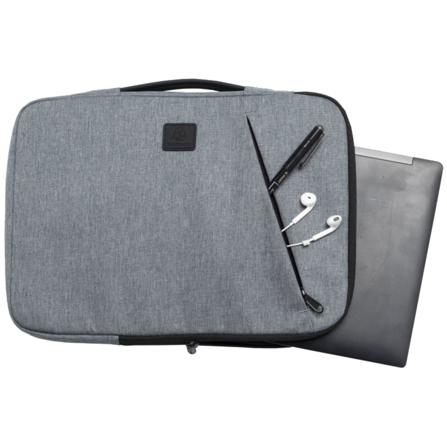 Exacompta Notebookhülle Sleeve 37 x 28 x 2,5 cm (B x H x T) Minifronttasche mit Reißverschluss Polyester, 100 % recycelt business grau