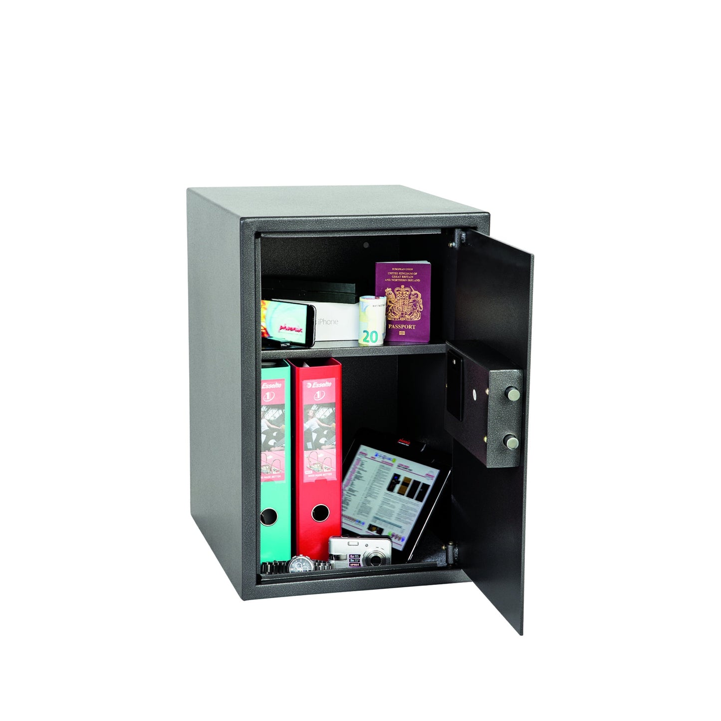 Phoenix Tresor Vela Home & Office 36,5 x 55,5 x 43,5 cm (B x H x T) Stahl graphitgrau metallic