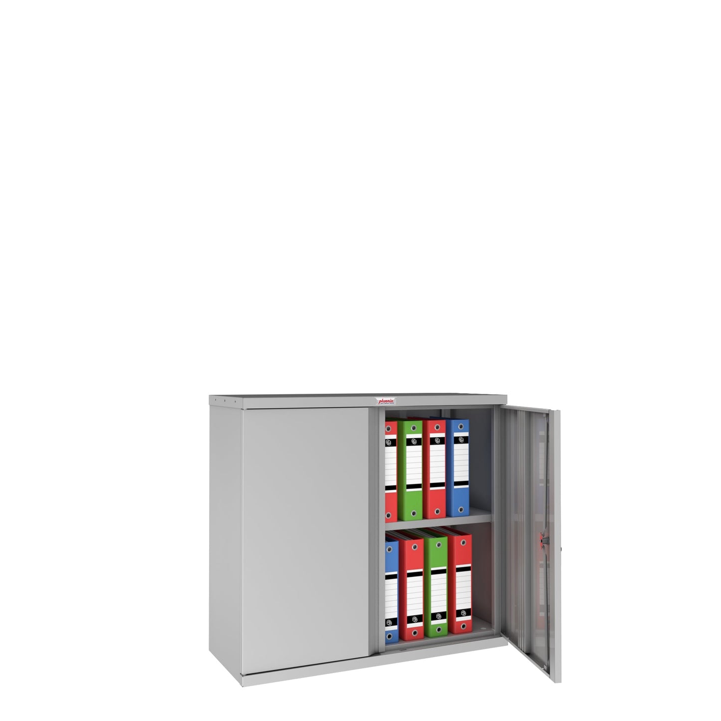 Phoenix Flügeltürenschrank 915 x 830 x 370 mm (B x H x T) 1 Fachboden Stahl, pulverbeschichtet Farbe der Front: grau Farbe des Korpus: grau