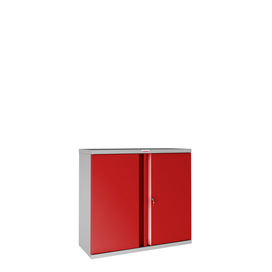 Phoenix Flügeltürenschrank 915 x 830 x 370 mm (B x H x T) 1 Fachboden Stahl, pulverbeschichtet Farbe der Front: rot Farbe des Korpus: grau
