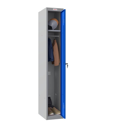 Phoenix Kleiderspind Personal Locker 300 x 1.830 x 500 mm (B x H x T) 1 Abteil Stahl, pulverbeschichtet Farbe der Front: blau Farbe des Korpus: grau