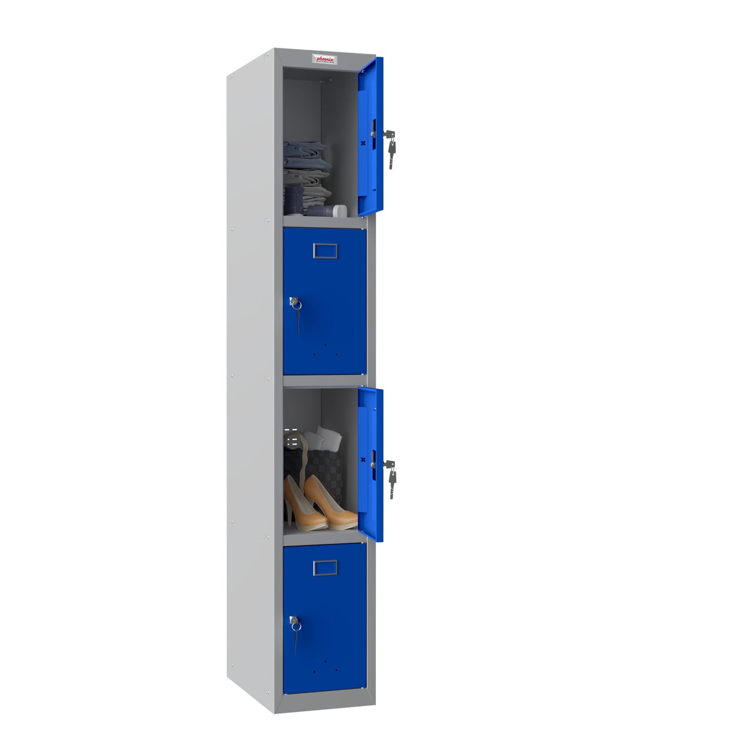 Phoenix Kleiderspind Personal Locker 300 x 1.830 x 500 mm (B x H x T) 1 Abteil Stahl Farbe der Front: blau Farbe des Korpus: grau