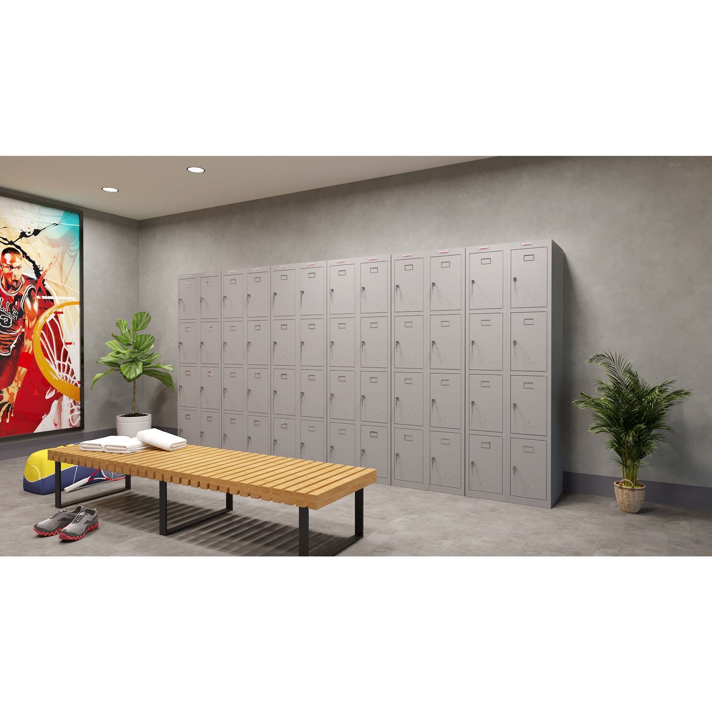 Phoenix Kleiderspind Personal Locker 300 x 1.830 x 500 mm (B x H x T) 1 Abteil Stahl Farbe der Front: grau Farbe des Korpus: grau