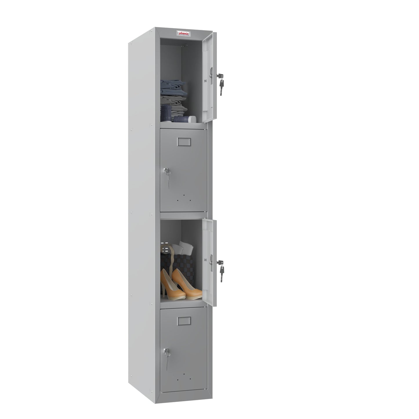 Phoenix Kleiderspind Personal Locker 300 x 1.830 x 500 mm (B x H x T) 1 Abteil Stahl Farbe der Front: grau Farbe des Korpus: grau