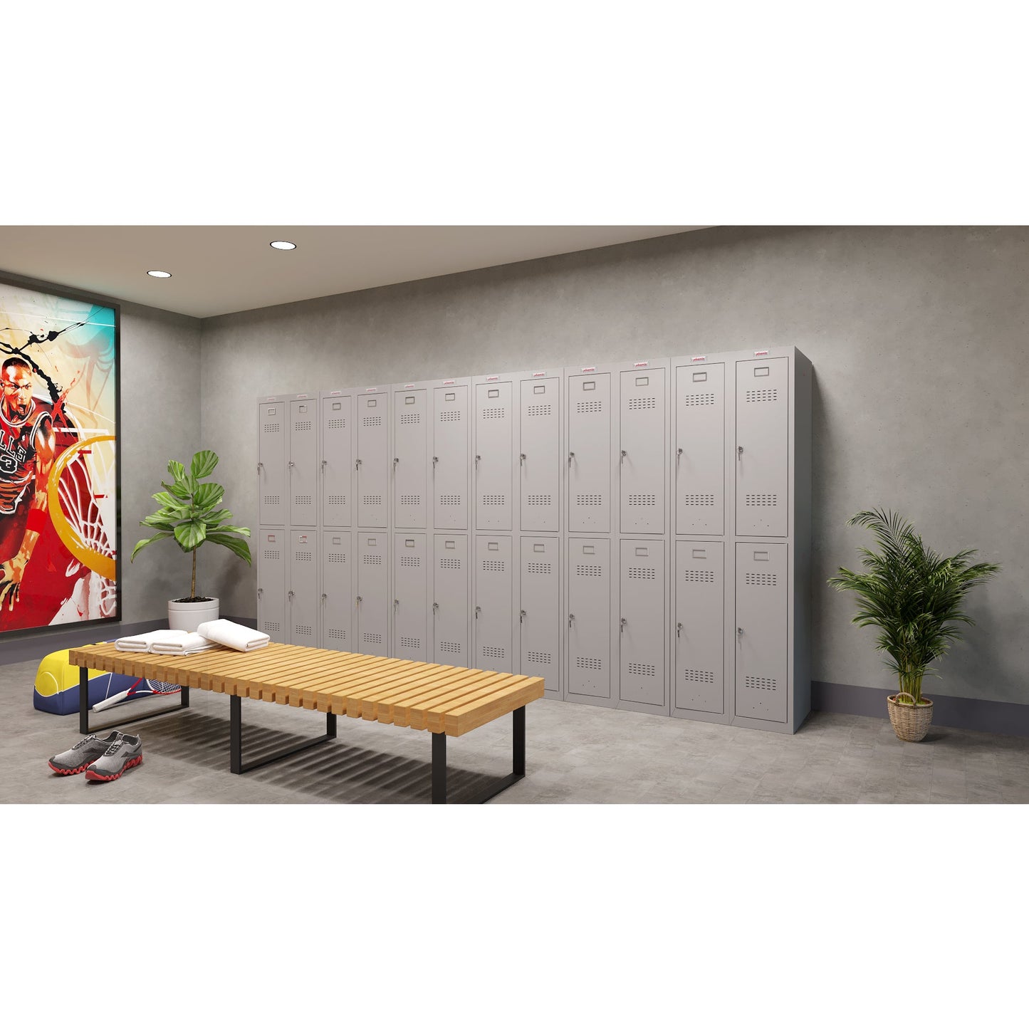 Phoenix Kleiderspind Personal Locker 300 x 1.830 x 500 mm (B x H x T) 1 Abteil Stahl Farbe der Front: grau Farbe des Korpus: grau