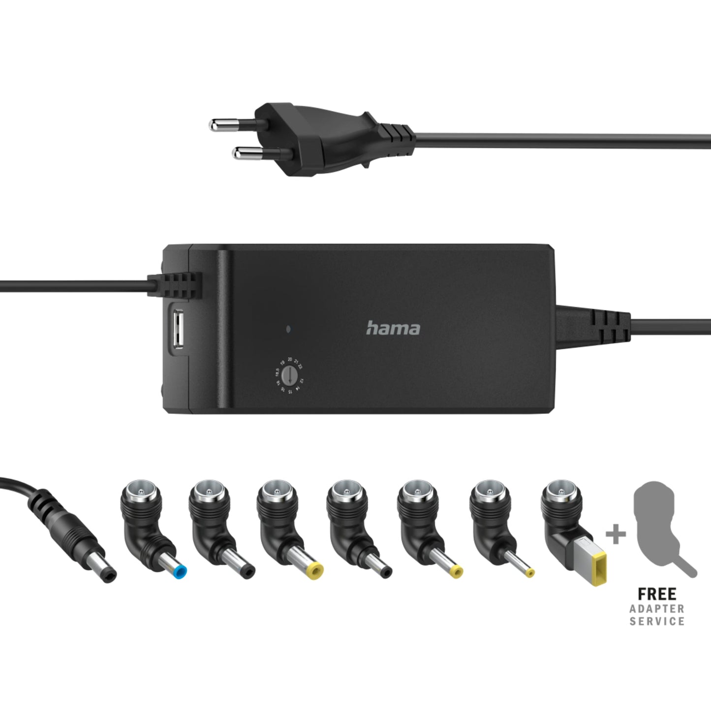 Hama Netzteil 15,5 x 3,8 x 6 cm (B x H x T) inkl. 8 Notebookstecker schwarz