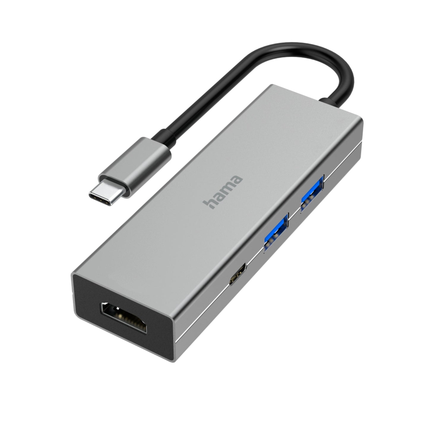Hama USB-Hub USB-C 4 frei Anschlüsse grau