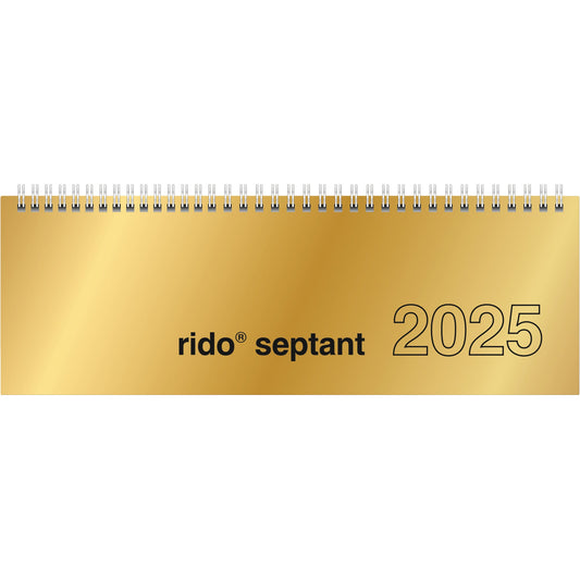 rido/idé Querkalender septant 2025 1 Woche/2 Seiten Glanzkarton gold