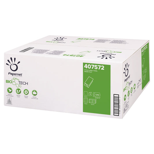 Papernet Papierhandtücher BioTech 22 x 21 cm (B x L) Zellstoff weiß 15 x 210 Bl./Pack.