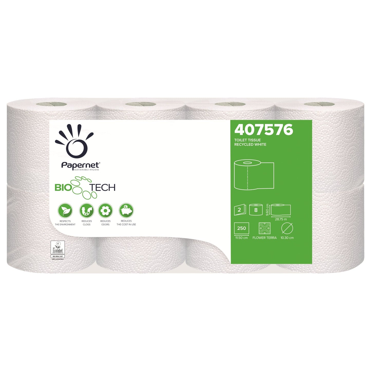Papernet Toilettenpapier BioTech 2-lagig weiß 250 Bl./Rl. 8 x 8 Rl./Pack.