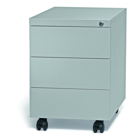 Rollcontainer Base L 390 x 550 x 590 mm (B x H x T) 3 Schubladen Stahl, pulverbeschichtet alusilber