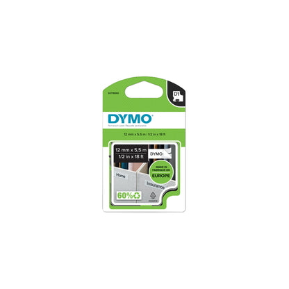 DYMO® Schriftbandkassette 12 mm x 5,5 m (B x L) weiß schwarz