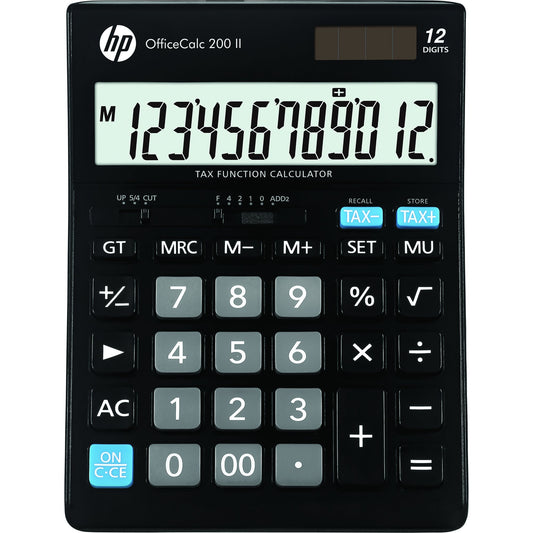 HP Tischrechner OfficeCalc 200 II 125 x 30 x 179 mm (B x H x T) Batterie, Solar-Energie schwarz