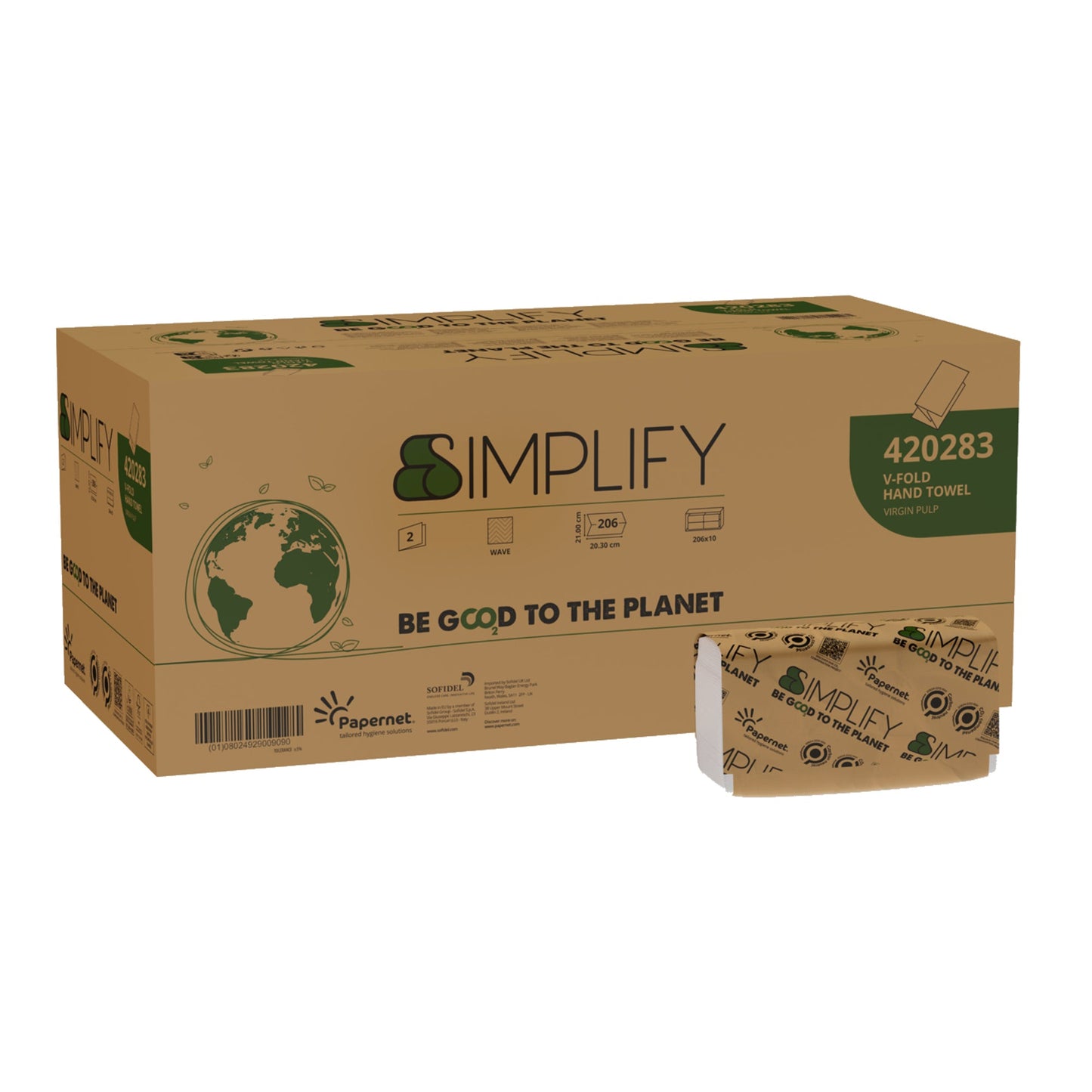 Papernet Papierhandtücher Simplify 20,3 x 21 cm (B x L) Zellstoff weiß 10 x 206 Bl./Pack.