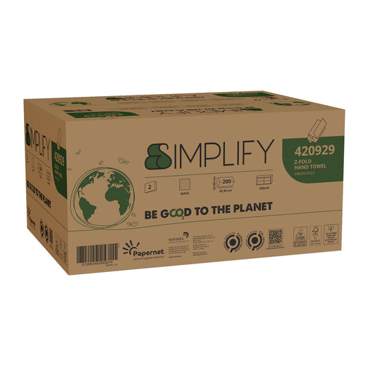 Papernet Papierhandtücher Simplify 20,3 x 24 cm (B x L) Zellstoff weiß 10 x 200 Bl./Pack.