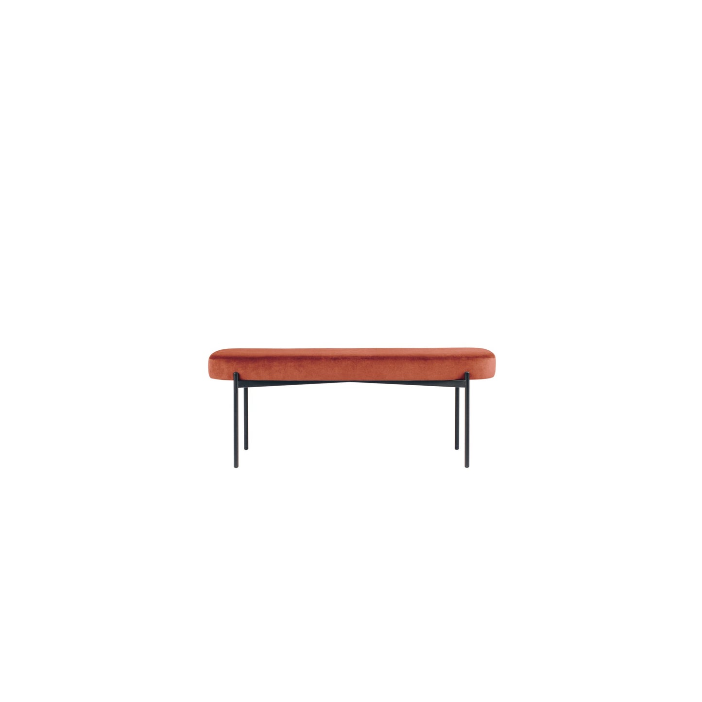 Paperflow Sitzbank GAIA 118 x 45,5 x 42 cm (B x H x T) Werkstoff des Bezuges: Samt (100 % Polyester) Material der Sitzfläche: Spanplatte rost