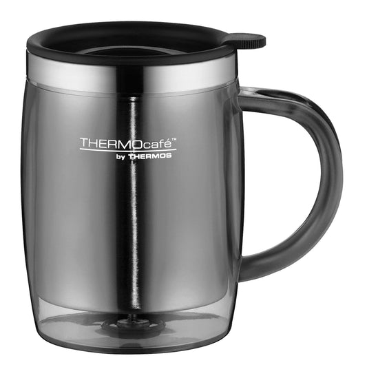 THERMOCAFE BY THERMOS Thermobecher Desktop Mug Mehrweg 8,8 x 12,1 x 13,3 cm (B x H x T) 350ml Edelstahl/Kunststoff grau