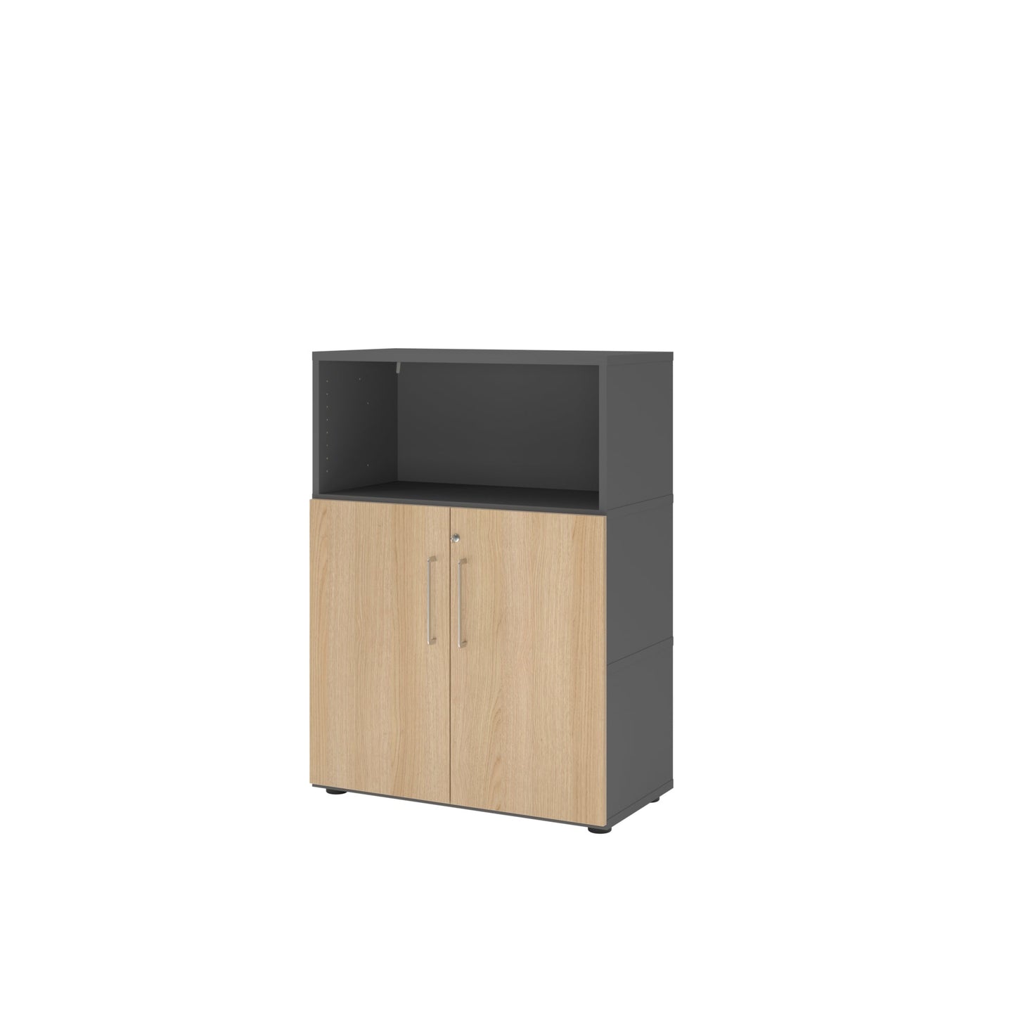 Hammerbacher Regalschrank FlexWall 800 x 1.100 x 417 mm (B x H x T) Flügeltür ohne Rollen Holz