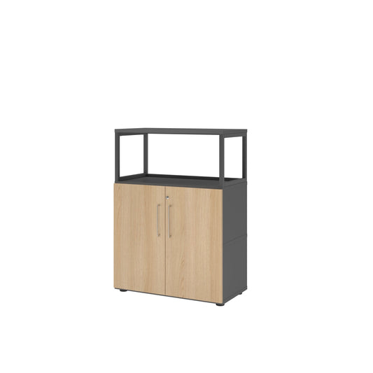 Hammerbacher Regalschrank FlexWall 800 x 1.100 x 417 mm (B x H x T) Flügeltür ohne Rollen Holz