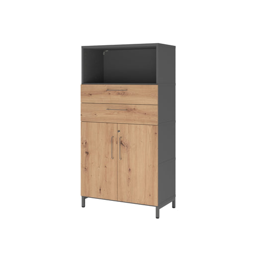 Hammerbacher Regalschrank FlexWall 800 x 1.532 x 417 mm (B x H x T) Flügeltür ohne Rollen Holz