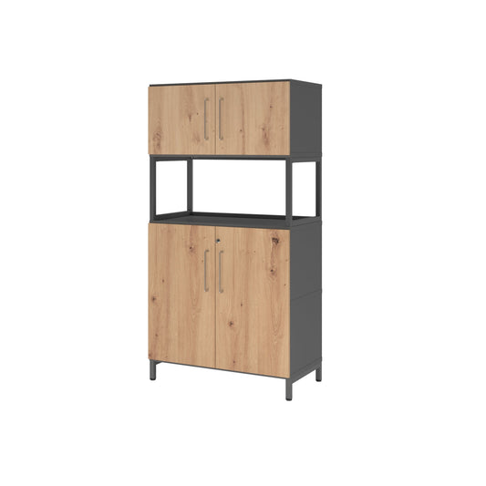 Hammerbacher Regalschrank FlexWall 800 x 1.532 x 417 mm (B x H x T) Flügeltür ohne Rollen Holz