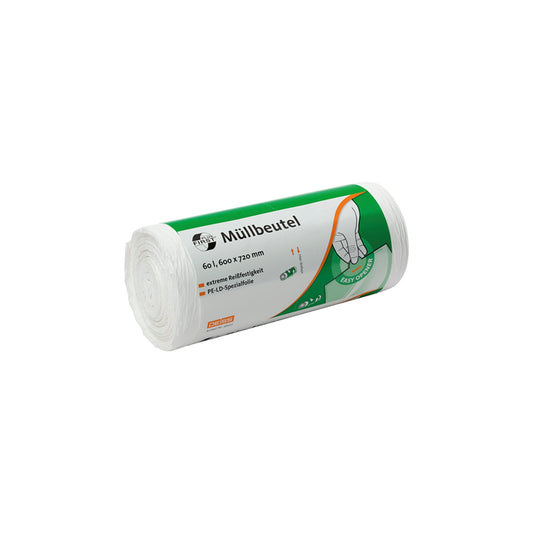 FIRST Müllbeutel 60 x 72 cm (B x H) 12µm 60l LDPE weiß 50 St./Pack.
