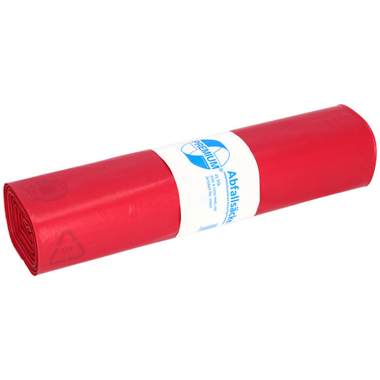 PREMIUM Müllsack Typ 60 70 x 100 cm (B x H) 40µm 120l LDPE, 79,6 % recycelt rot 25 St./Pack.