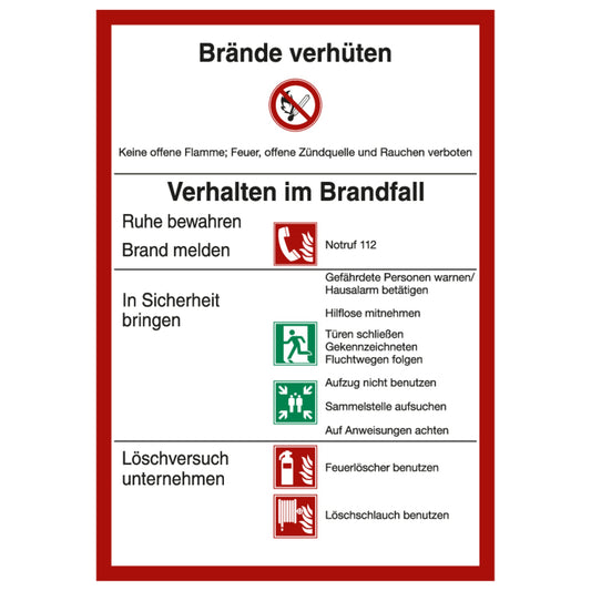 Marahrens Hinweisschild 21 x 29,7 cm (B x H) Brände verhüten Kunststoff