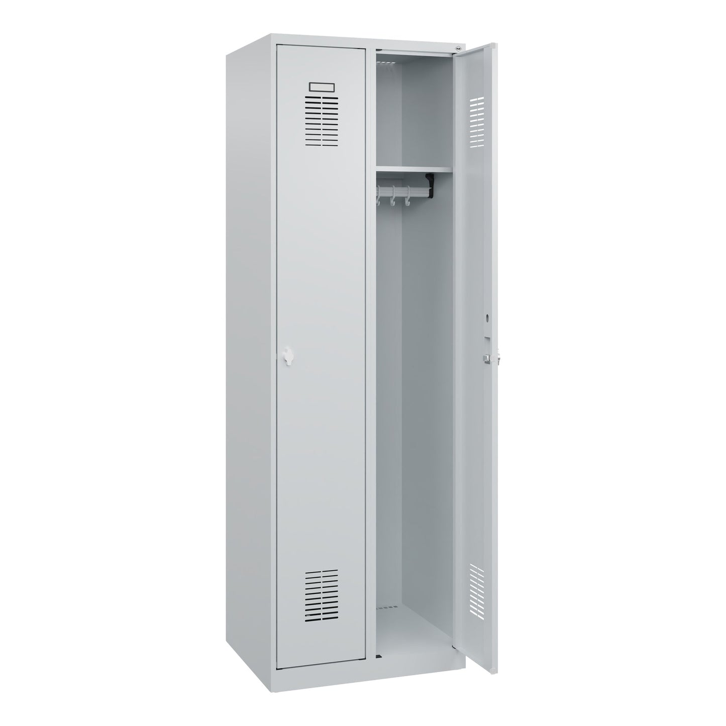 C+P Garderobenschrank Basis PLUS 600 x 1.850 x 500 mm (B x H x T) Stahl, einbrennbeschichtet lichtgrau