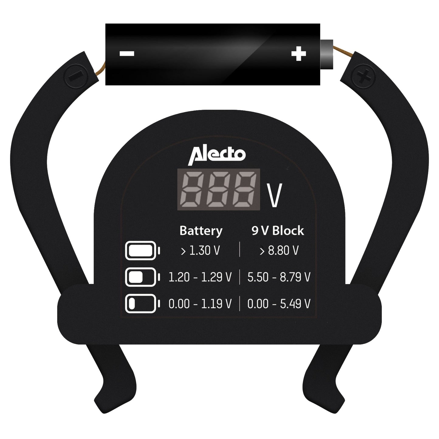 Alecto Batterietester BTT2 AAA/Micro, AA/Mignon, C/Baby, D/Mono, E-Block 6,2 x 61 x 1,8 cm (B x H x T) Plastik